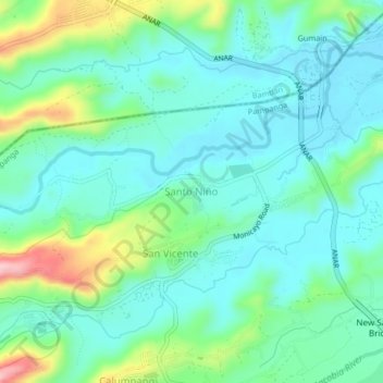 Santo Niño topographic map, elevation, terrain