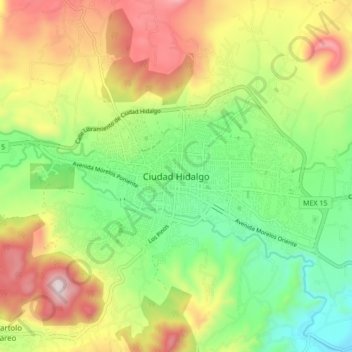 Ciudad Hidalgo topographic map, elevation, terrain