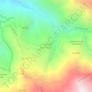 La Merced de Chaute topographic map, elevation, terrain