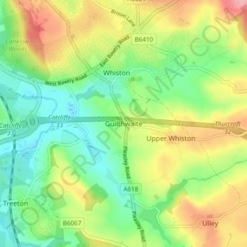 Guilthwaite topographic map, elevation, terrain