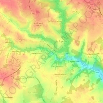Saint-Vincent-sur-Graon topographic map, elevation, terrain