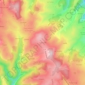 La Sauveté topographic map, elevation, terrain