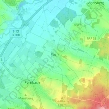 Puch topographic map, elevation, terrain