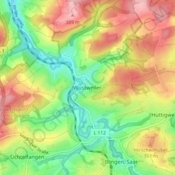 Wustweiler topographic map, elevation, terrain