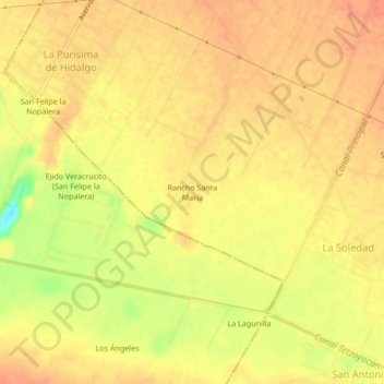 Rancho Santa María topographic map, elevation, terrain