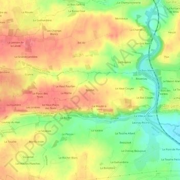 Breillet topographic map, elevation, terrain