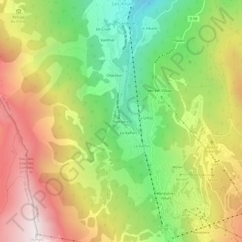 Nantgerel topographic map, elevation, terrain