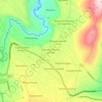 Manzana Pamba Grande topographic map, elevation, terrain