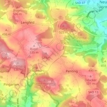 Wutzelskühn topographic map, elevation, terrain