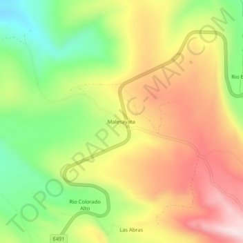 Malesayata topographic map, elevation, terrain