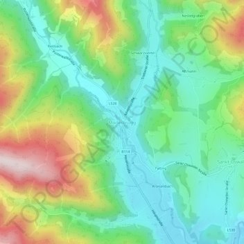 Möderbrugg topographic map, elevation, terrain