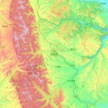 泾源县 topographic map, elevation, terrain