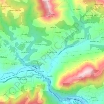 Santa Llocaya topographic map, elevation, terrain