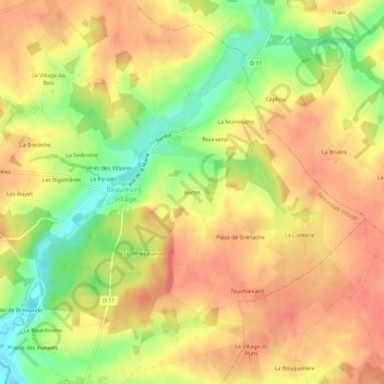 Bertin topographic map, elevation, terrain