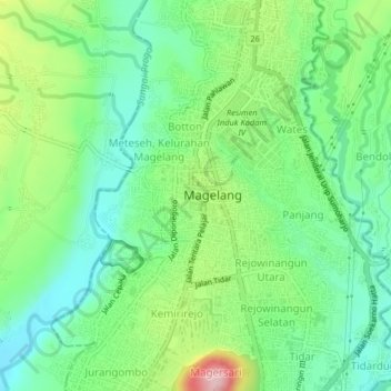 Kauman topographic map, elevation, terrain