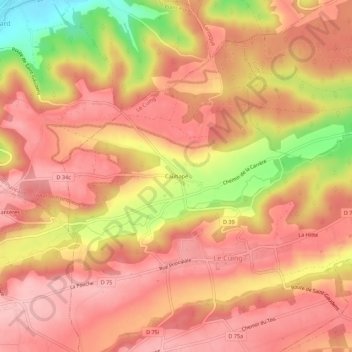 Cauhapé topographic map, elevation, terrain