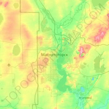 Magnitogorsk topographic map, elevation, terrain