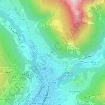Le Paradis topographic map, elevation, terrain