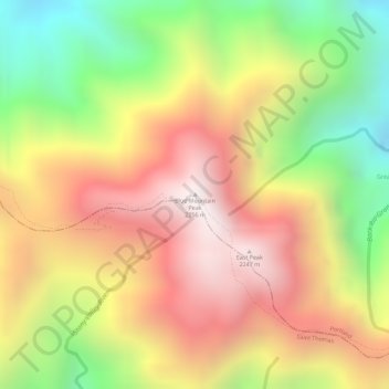Blue Mountain Peak topographic map, elevation, terrain