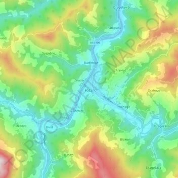 Foča topographic map, elevation, terrain
