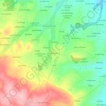 La Ville Angevin topographic map, elevation, terrain