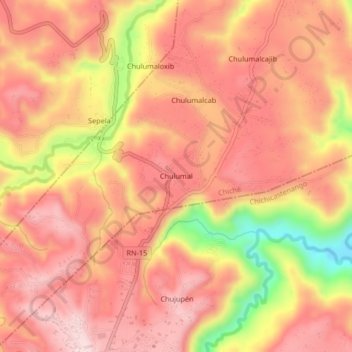 Chulumal topographic map, elevation, terrain