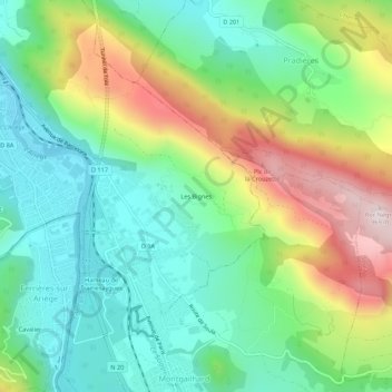 Les Bignes topographic map, elevation, terrain