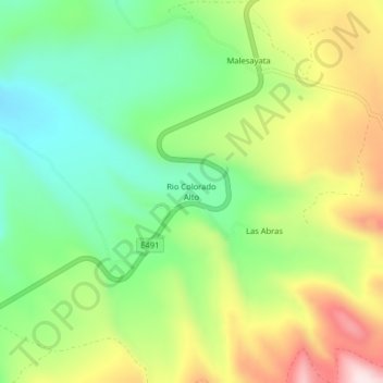 Rio Colorado Alto topographic map, elevation, terrain
