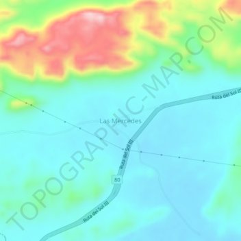 Las Mercedes topographic map, elevation, terrain