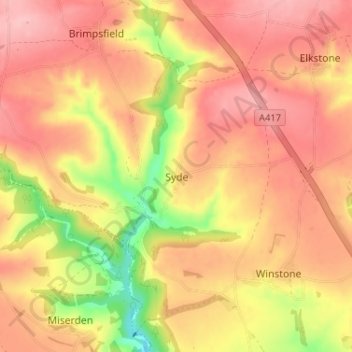 Syde topographic map, elevation, terrain