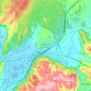Valado dos Frades topographic map, elevation, terrain