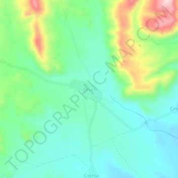 Ocuri topographic map, elevation, terrain