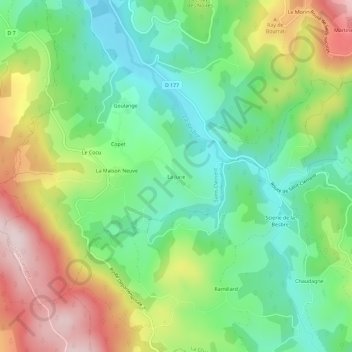 La Jurie topographic map, elevation, terrain