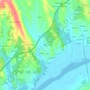Vales topographic map, elevation, terrain