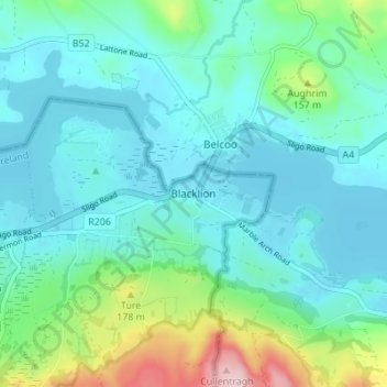 Blacklion topographic map, elevation, terrain
