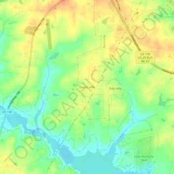 Forest Hills topographic map, elevation, terrain