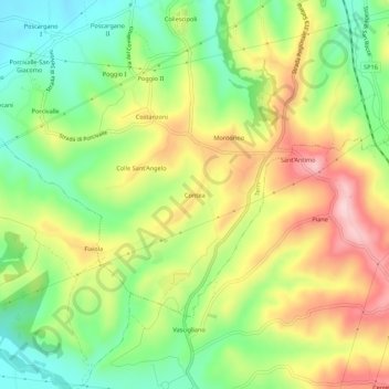 Contea topographic map, elevation, terrain