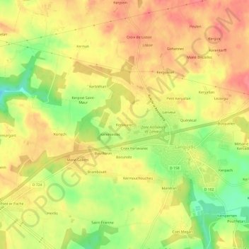 Kerlavarec topographic map, elevation, terrain