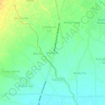 Mambog topographic map, elevation, terrain