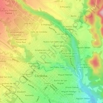 Alameda Toxpan topographic map, elevation, terrain