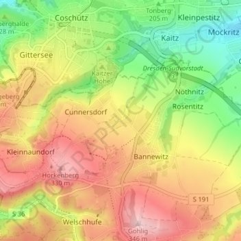 Boderitz topographic map, elevation, terrain