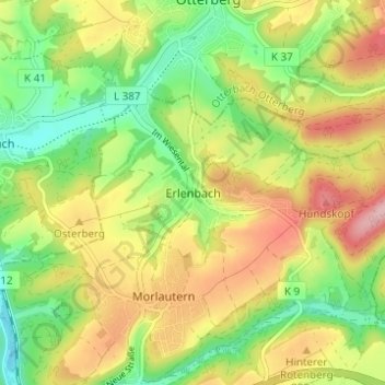 Erlenbach topographic map, elevation, terrain