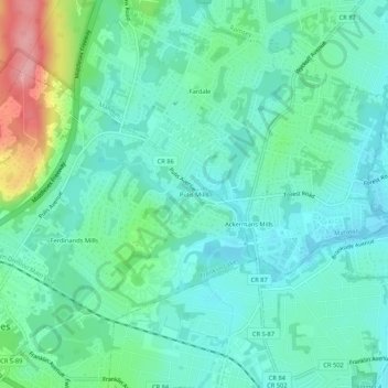 Pulis Mills topographic map, elevation, terrain