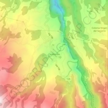 Cariblanco topographic map, elevation, terrain