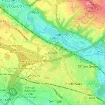 Clifton topographic map, elevation, terrain