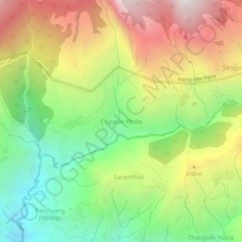 Chyupar Khola topographic map, elevation, terrain