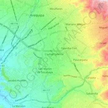 Ciudad Satélite topographic map, elevation, terrain