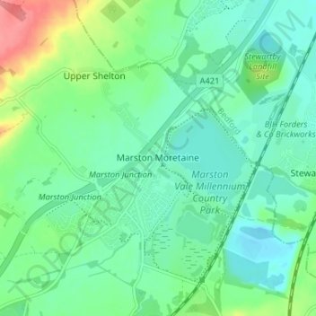 Marston Moretaine topographic map, elevation, terrain