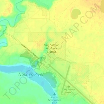 King Salmon topographic map, elevation, terrain