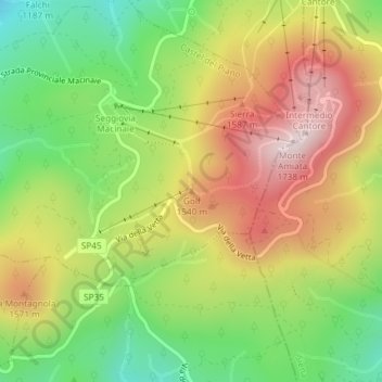 Golf topographic map, elevation, terrain